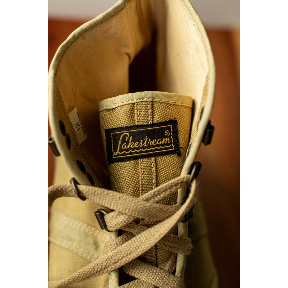 Vtg Hodgman Lakestream Canvas Wading Boots Style 19202 Mens Size 12 Lug Sole - Picture 2 of 8